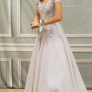 Lavender and Gray prom dress